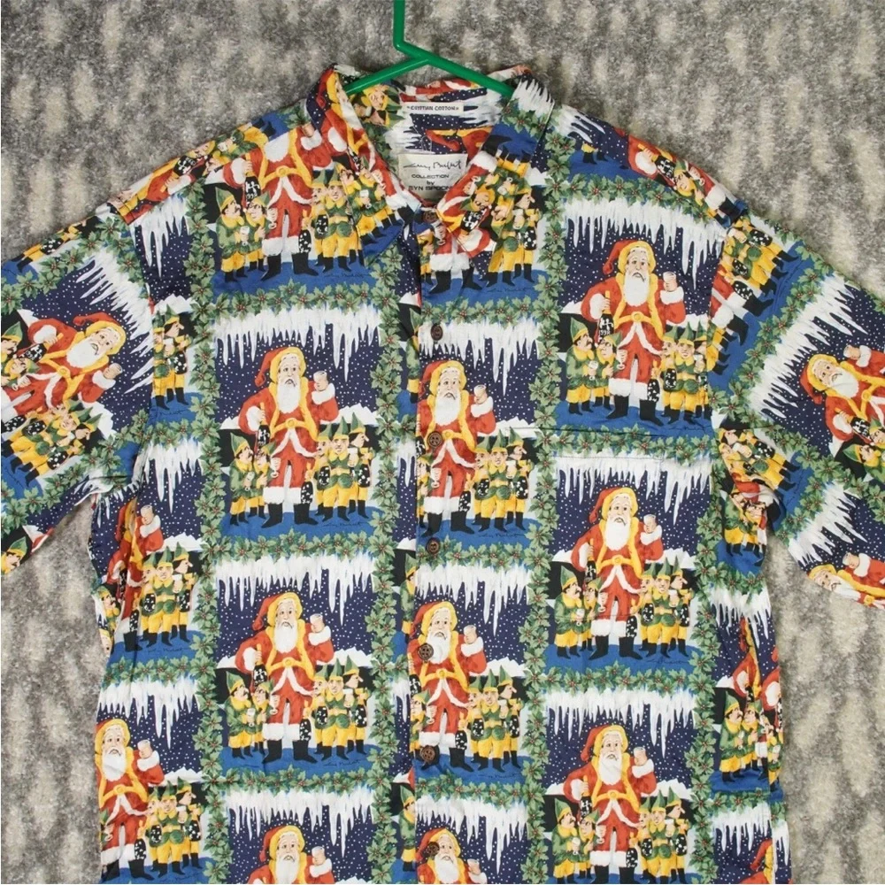 VTG Reyn Spooner Guy Buffet Santa & Elves Hawaiian Shirt Mens XL Egyptian Cotton - Picture 5 of 12